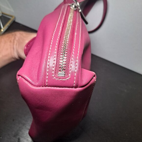 Cole Haan pink magenta leather hobo bag with a front buckle pocket - Picture 14 of 16
